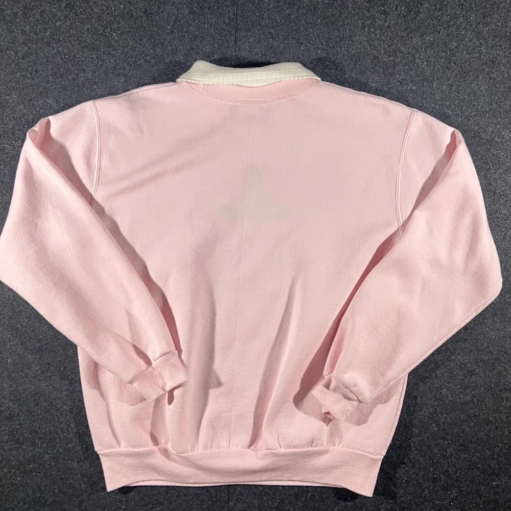 Top Stitch Morning Sun Sweatshirt Womens M Pink Floral Embroidered Vintage 90s